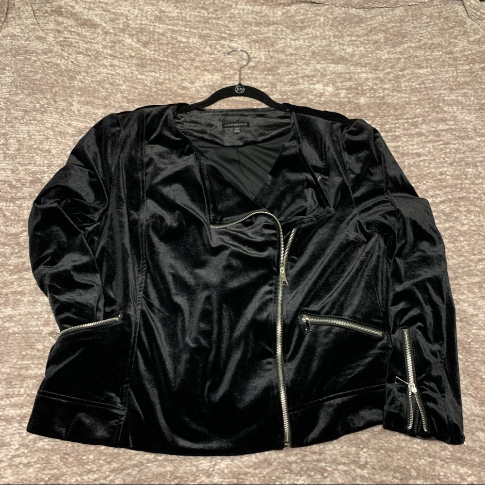 Lane Bryant Velvet Moto Blazer - black - 14/16 - Excellent Used Condition